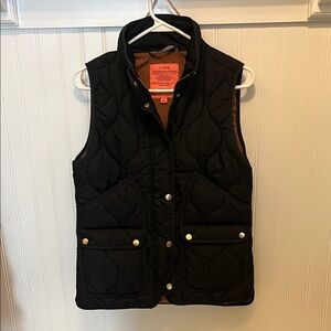 J. Crew Black Quilted Vest with Gold Accents